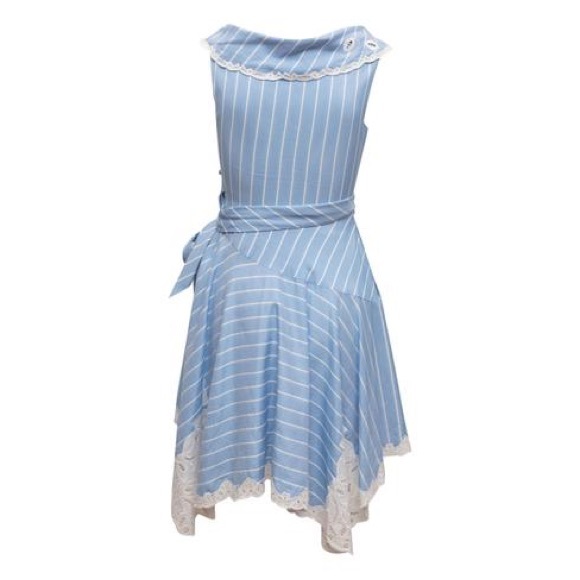 Jonathan Simkhai Blue & White Light Striped Lace-trimmed Casual Dress- size 2 - Picture 1 of 9
